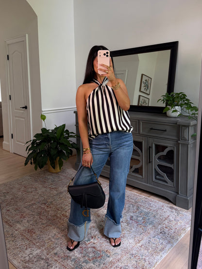 Striped Halter Neck Top