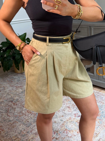 It Girl Khaki Denim Shorts