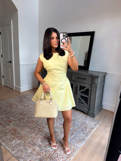 Yellow Magnolia Pleated Dress