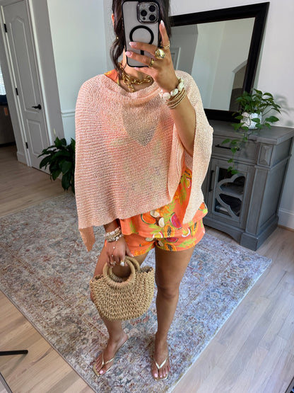 Peaches Knit Sequin Poncho
