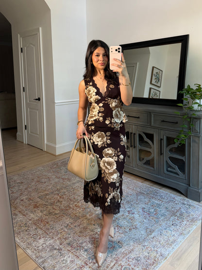 Autumn Garden Satin Top & Skirt Set
