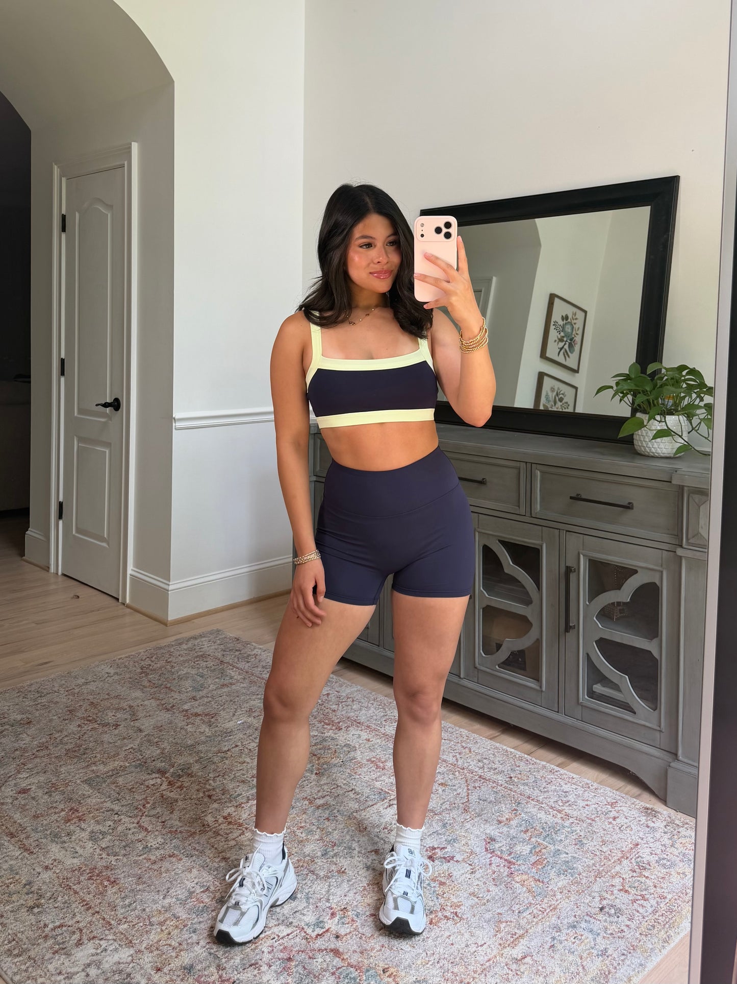 Navy Lime Sports Bra