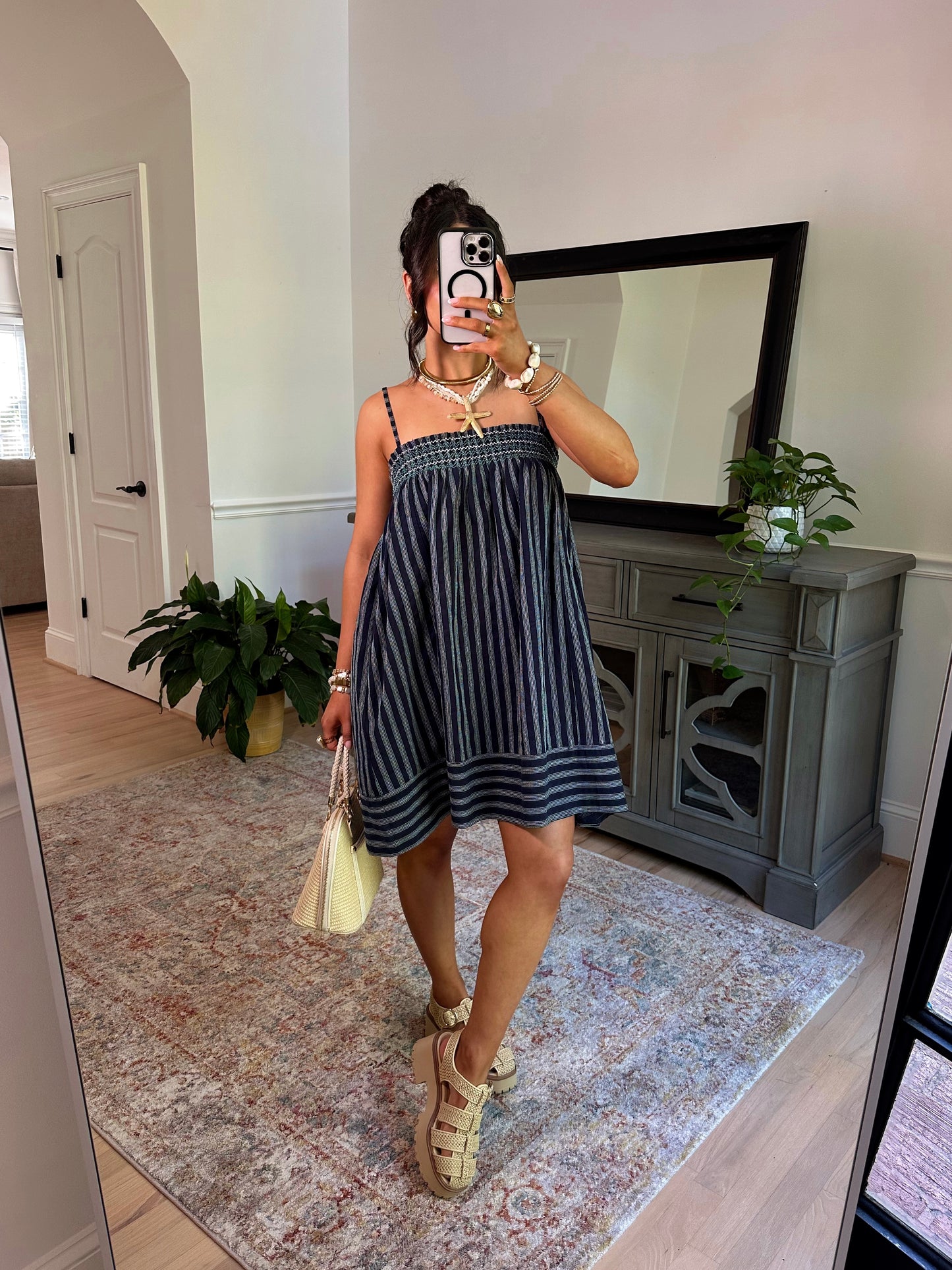 Ocean Air Smocked Stripe Dress