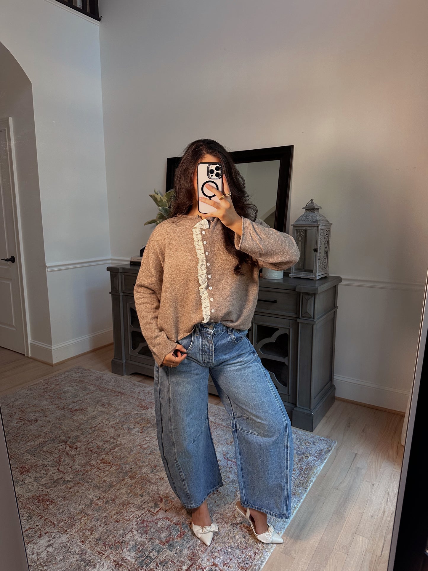 Cinnamon Lace Knit Cardigan