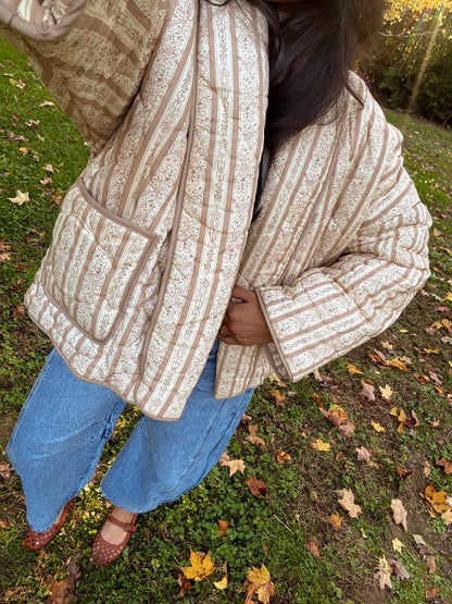Leaves Are Falling Puff Quilted Jacket