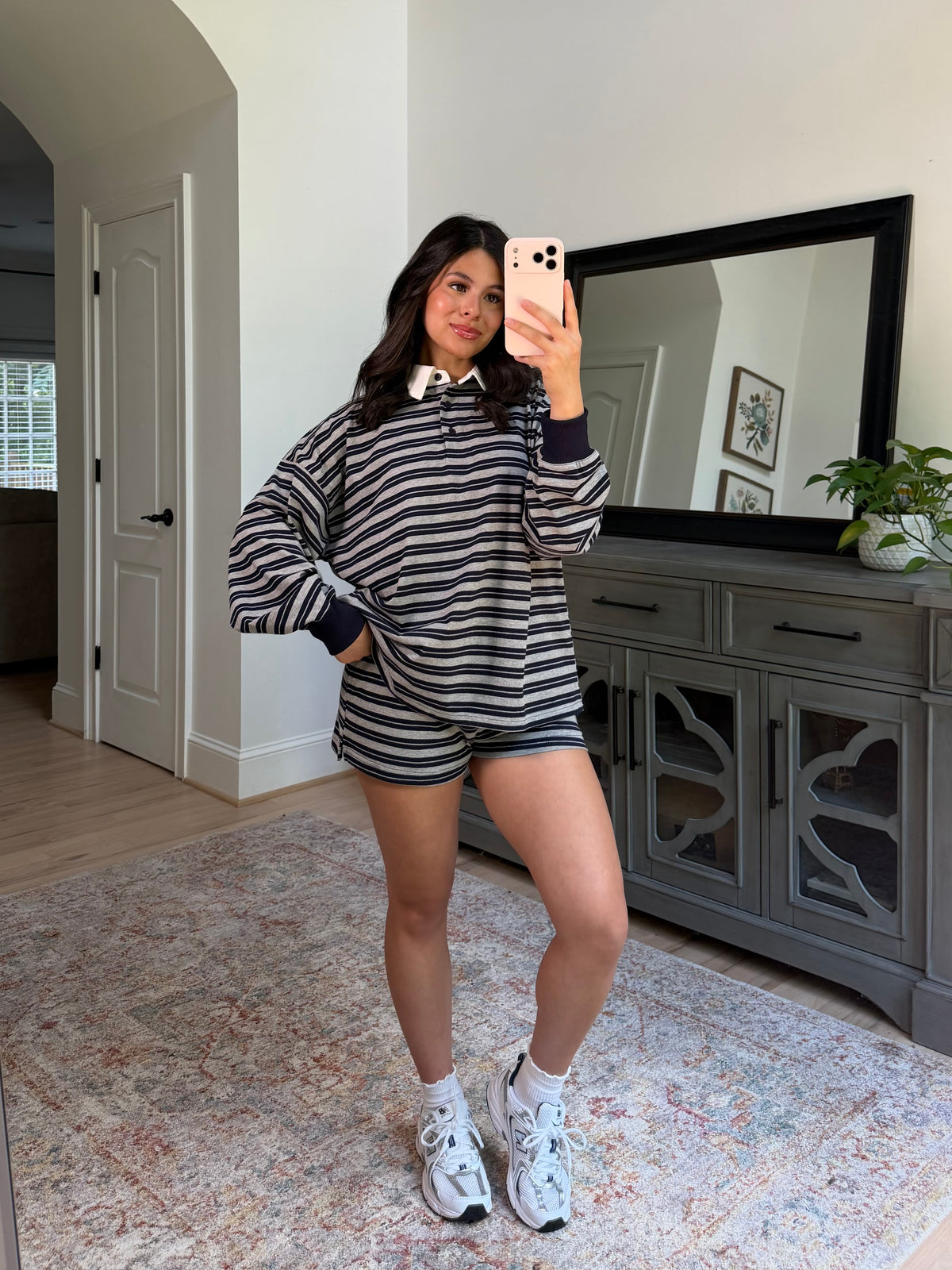 Sunday Club Striped Collegiate Set (Grey/Navy)