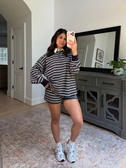 Sunday Club Striped Collegiate Set (Grey/Navy)