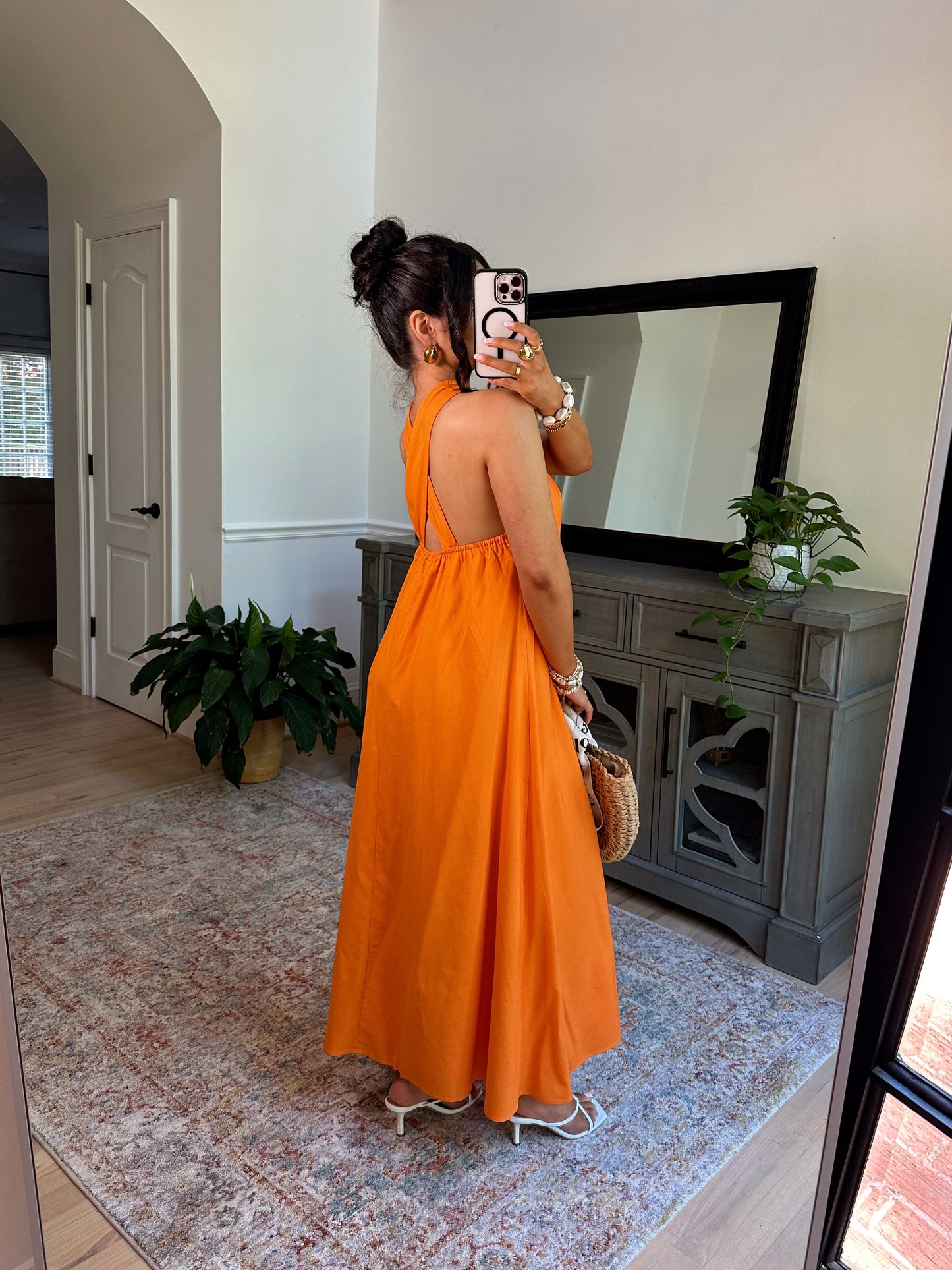 Citrus Orange Midi Dress