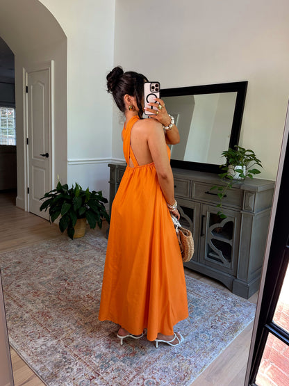 Citrus Orange Midi Dress