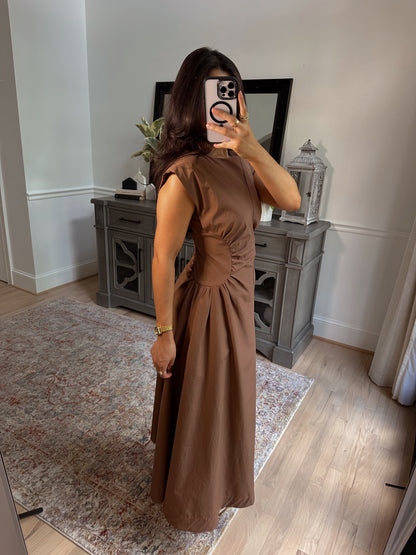Mocha Pleated Dress