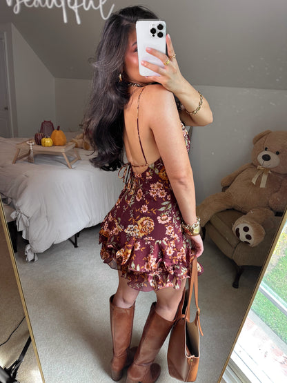 Autumn Florals Mini Ruffle Dress