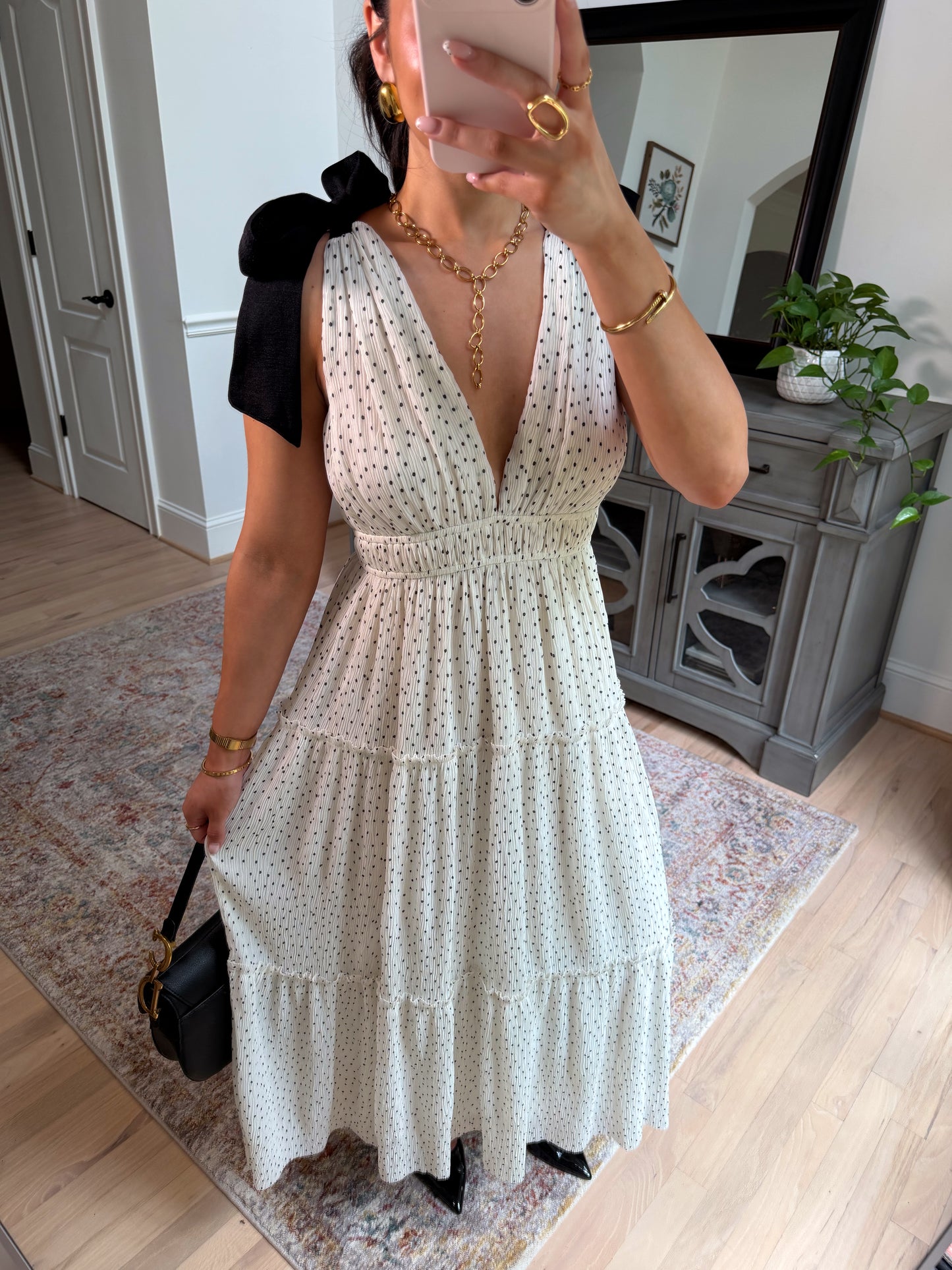 Lovely in Dots Bow Midi Dress