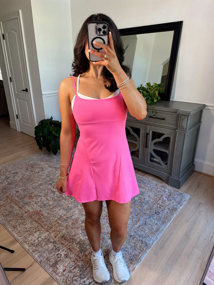 Hot Pink Active Romper Dress