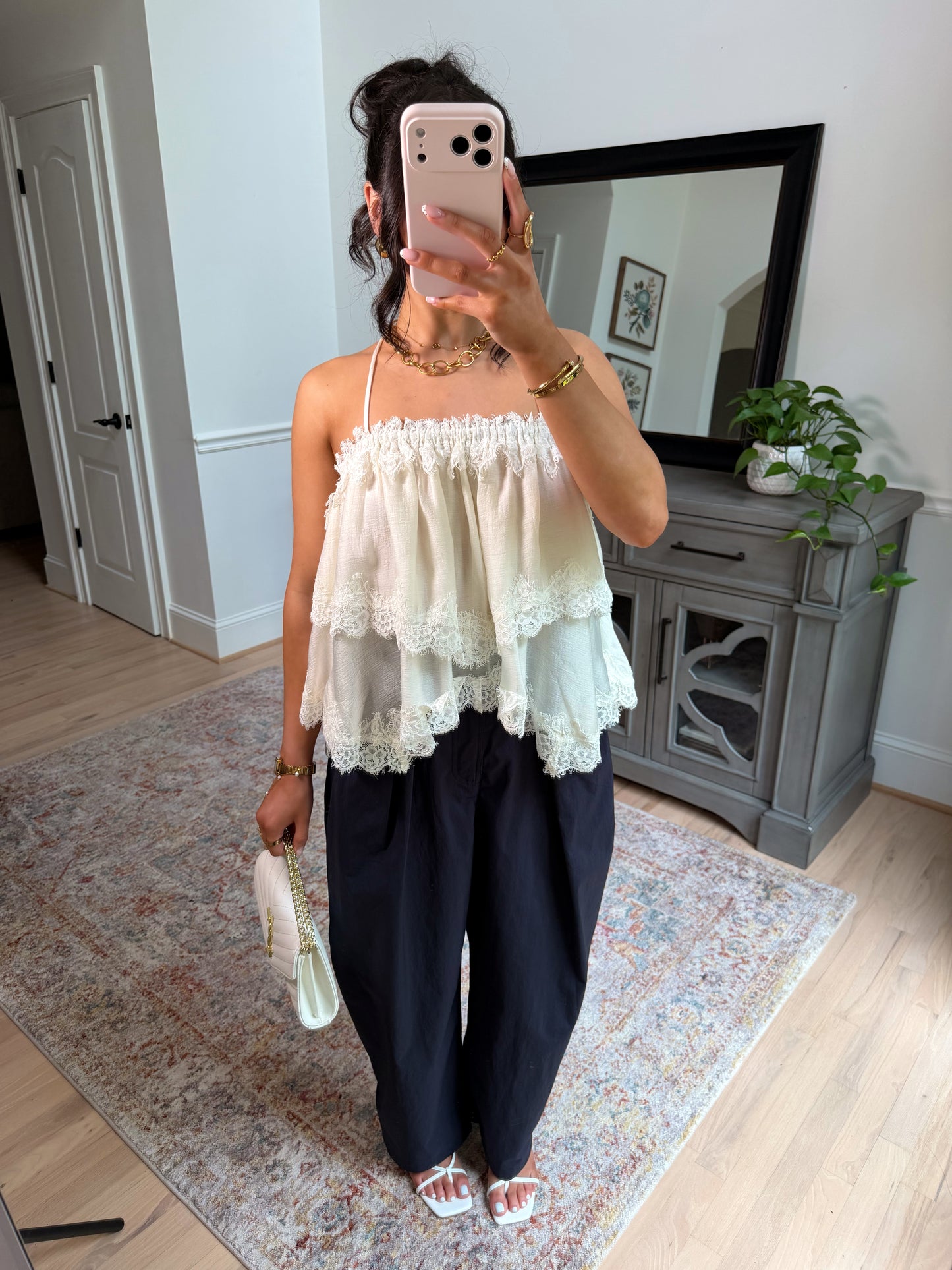 Coconut Lace Ruffle Top