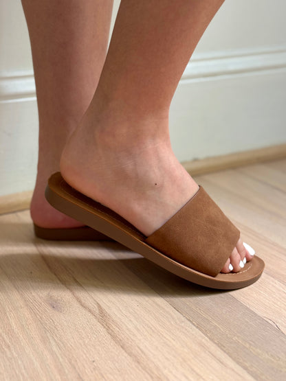 Tan Slip-On Sandals