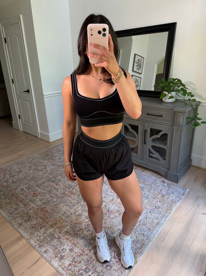 Black Contour Running Shorts