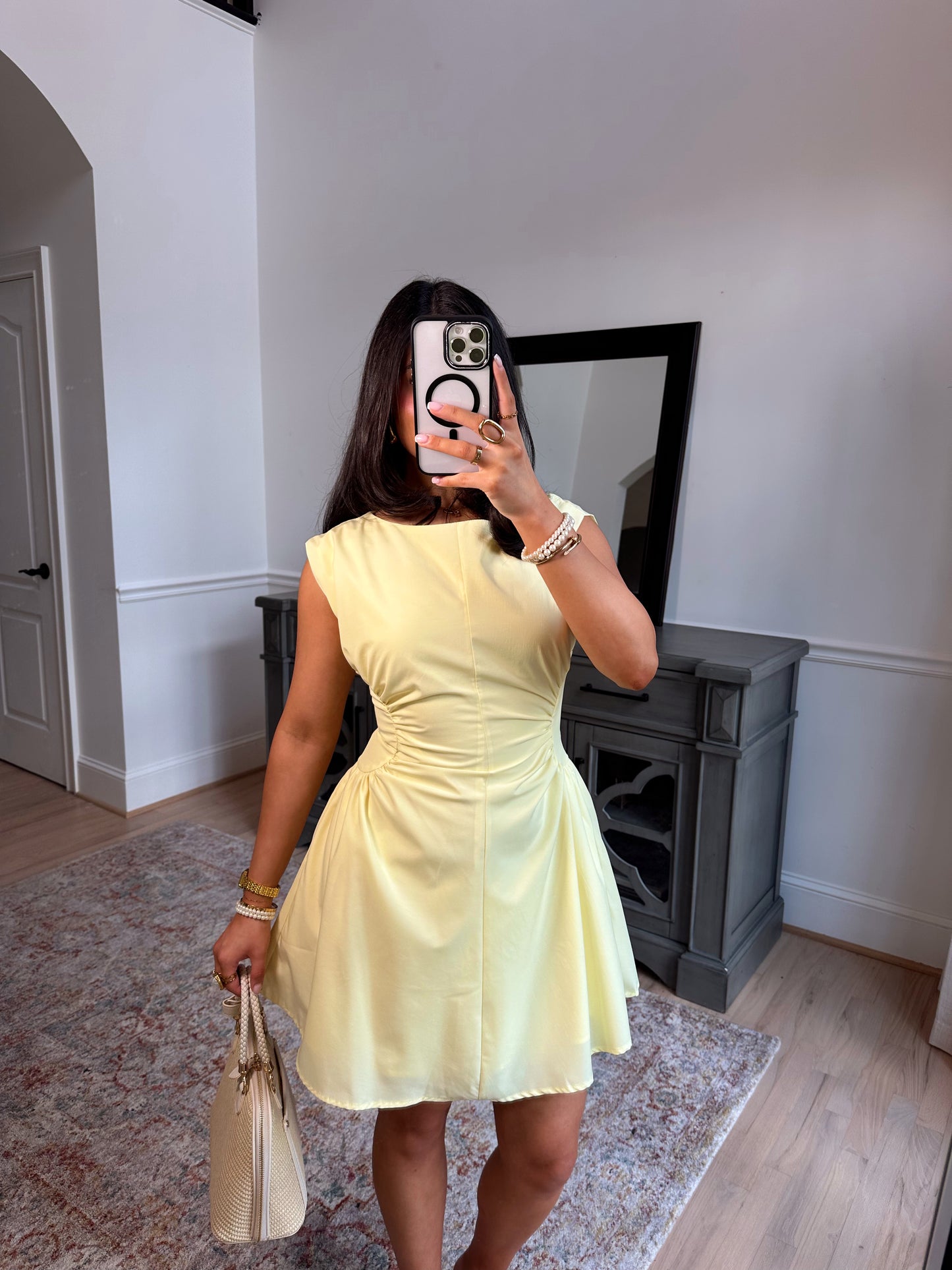 Yellow Magnolia Pleated Dress