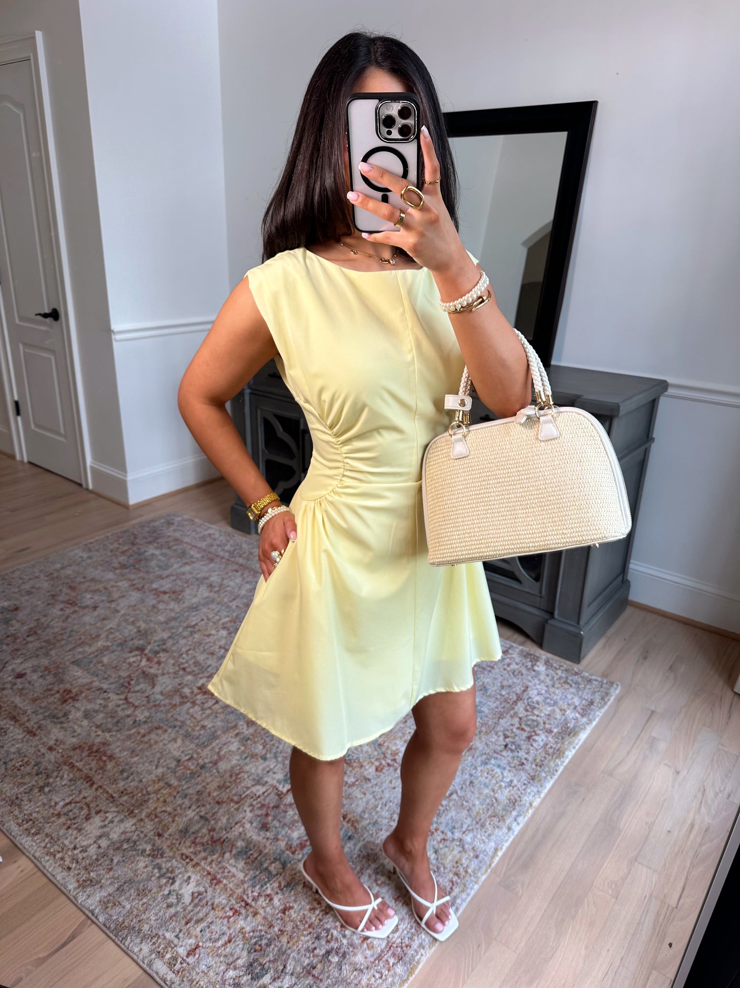 Yellow Magnolia Pleated Dress