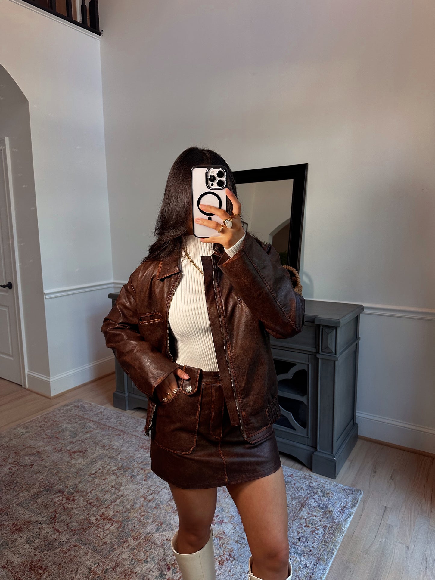Rustic Brown Pleather Jacket