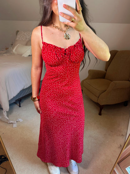 Red Polka Dot Midi Dress