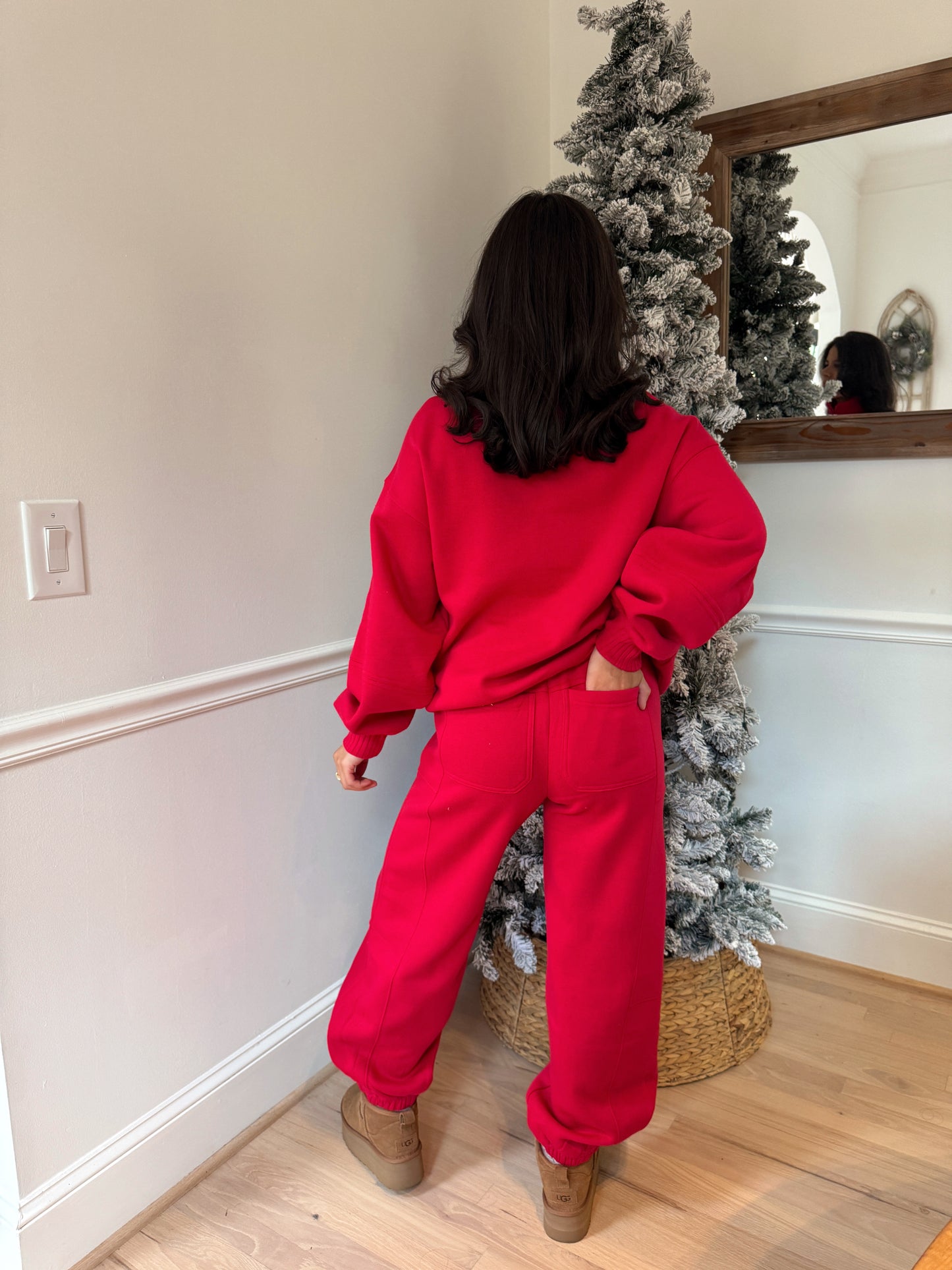 Red Quarter Zip & Jogger Set