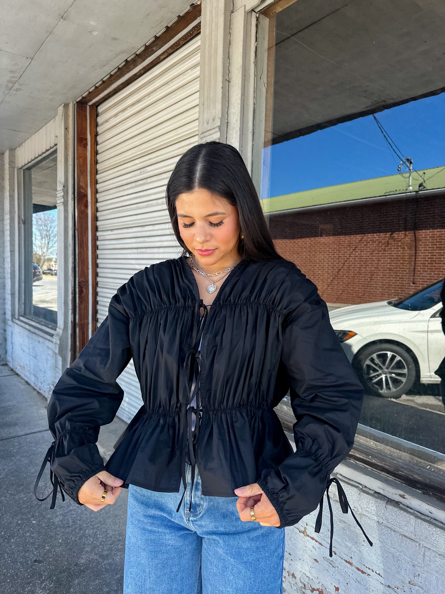 Darling Black Ruffle Top