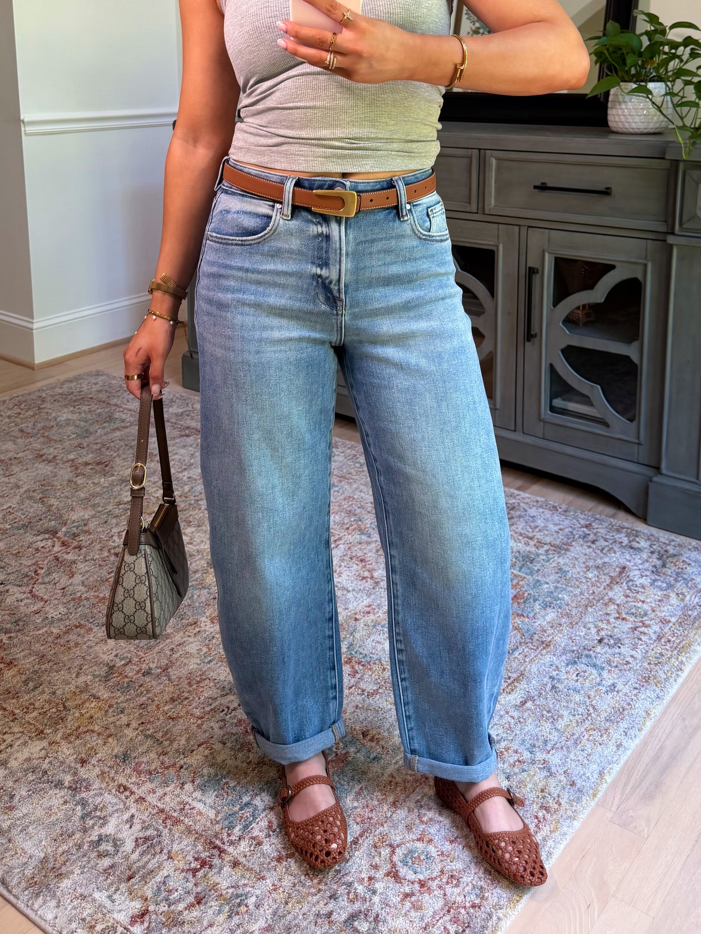 Polished Barrel Cuff Jean