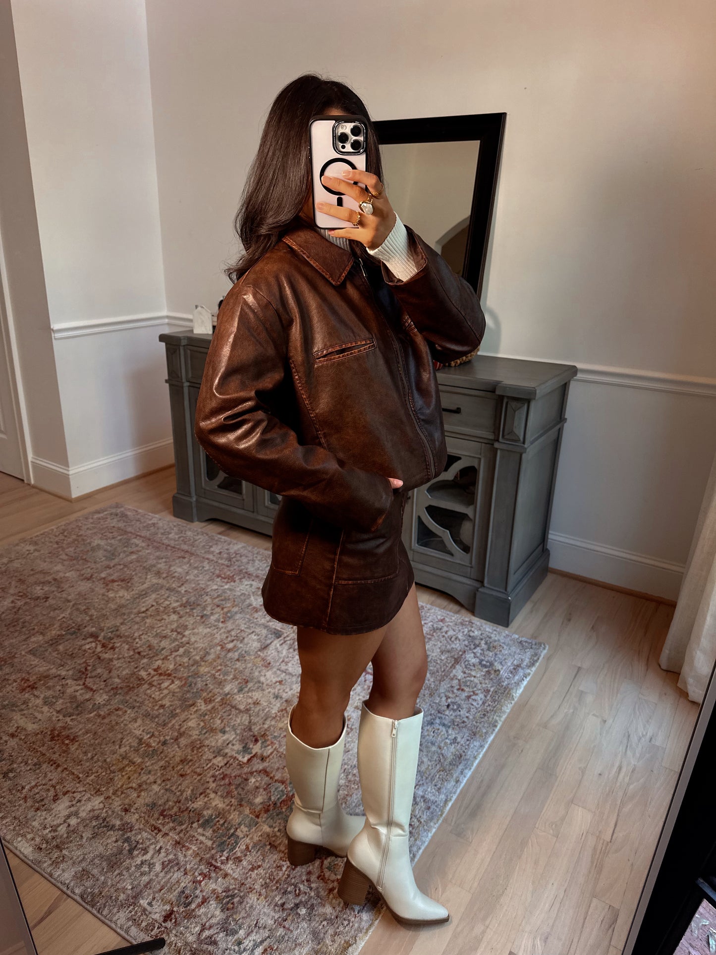 Rustic Brown Pleather Jacket