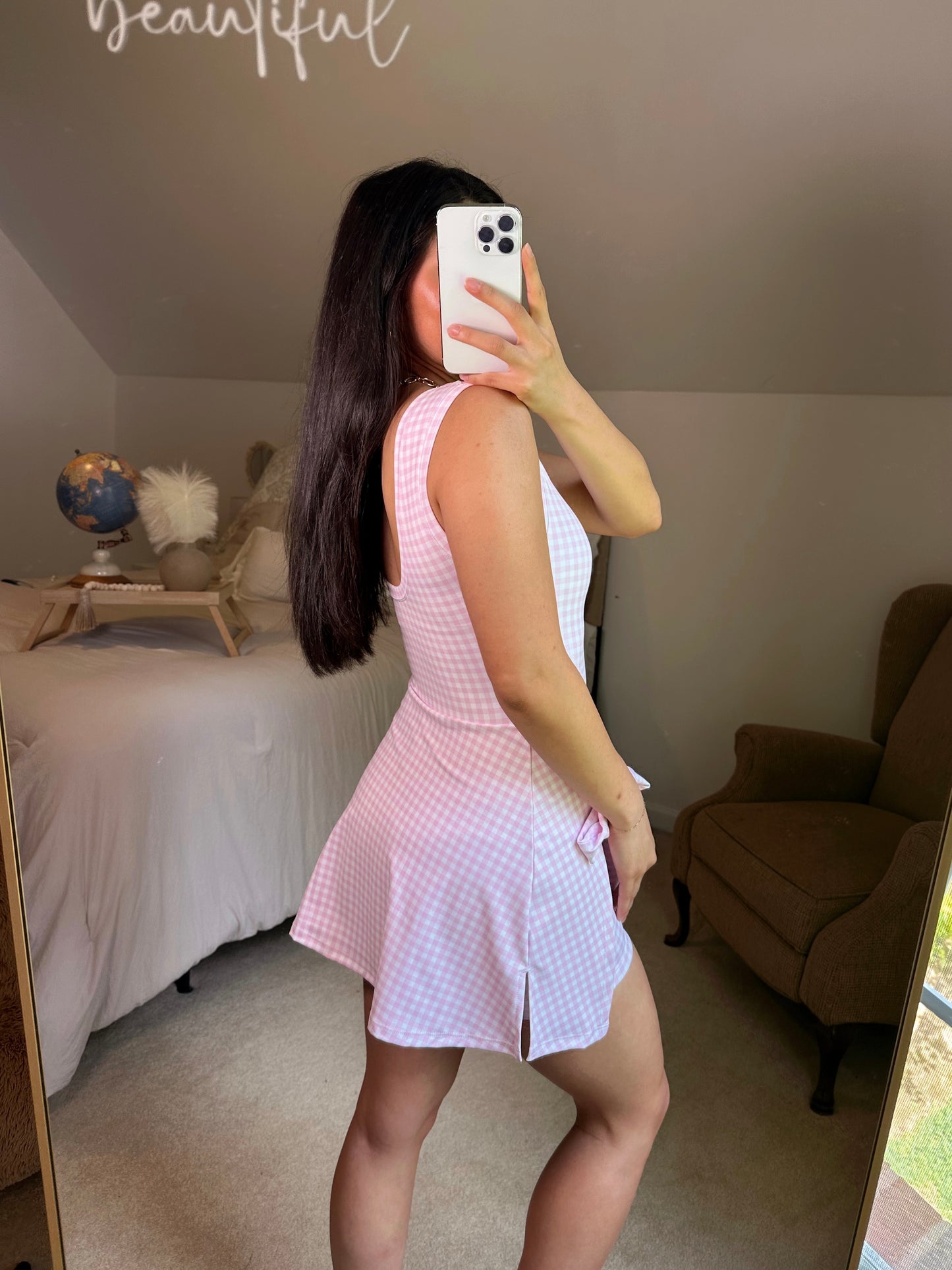 Baby Pink Gingham Wrap Active Romper