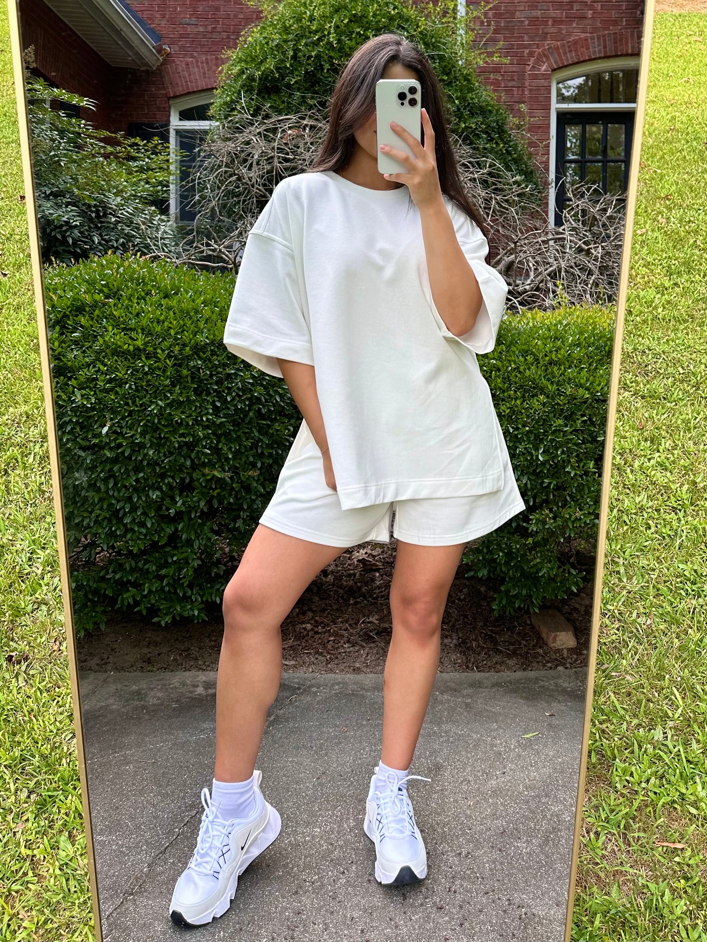 White Oversized Tee & Shorts Set