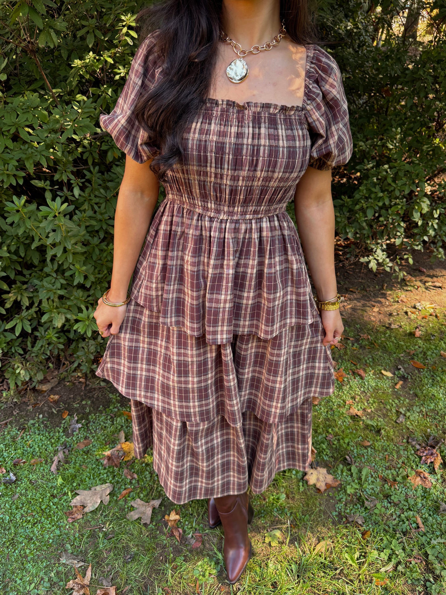 Home for Thanksgiving Plaid Midi Dress