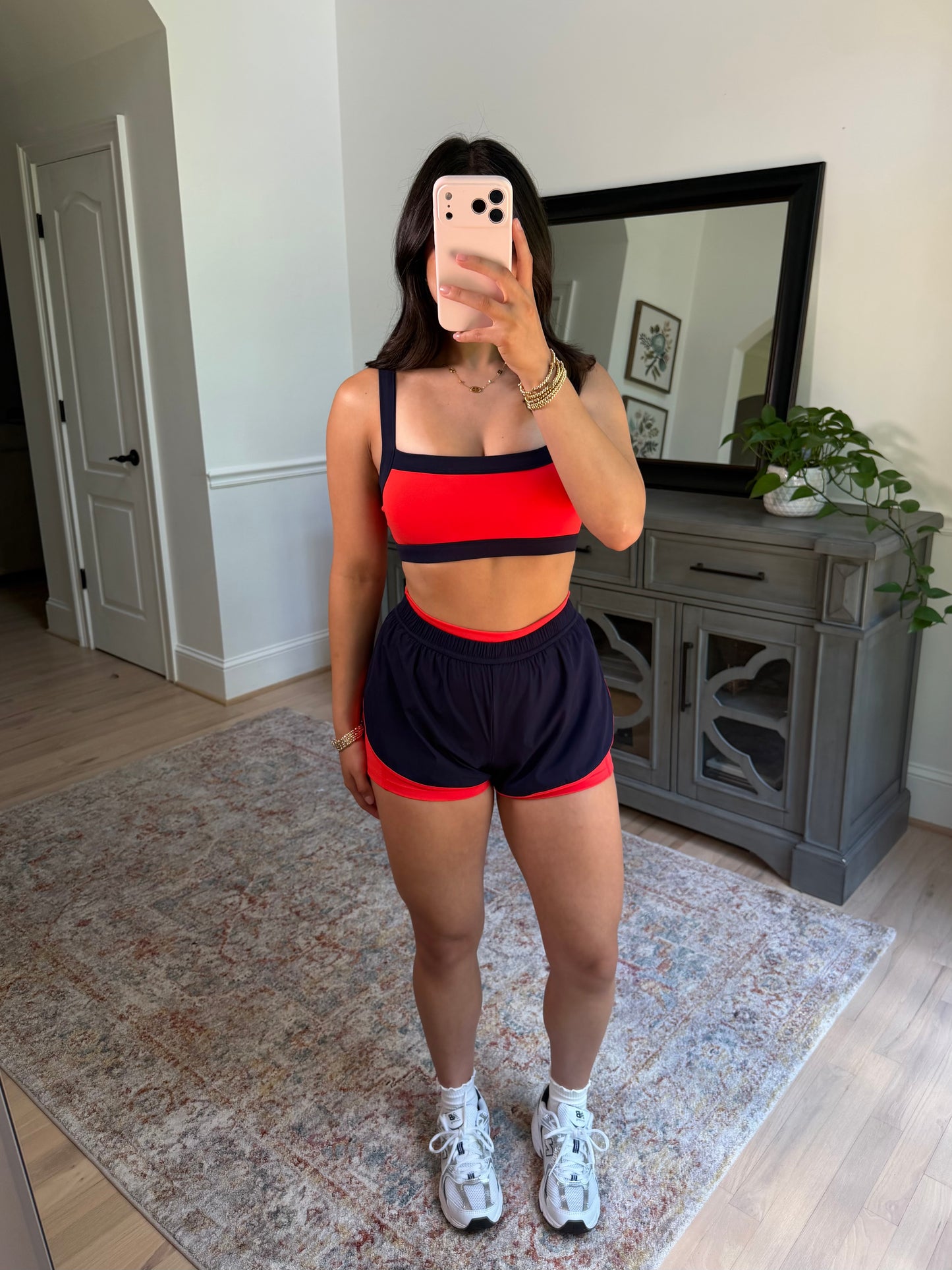 Navy/Red Layered Running Shorts