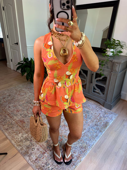 Tropical Fruit Paradise Halter Top