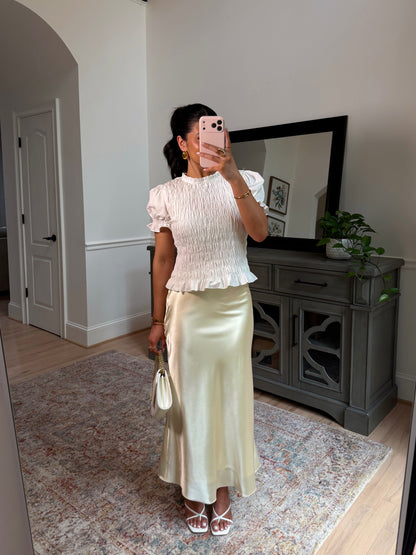 Pearl Buttercream Satin Skirt