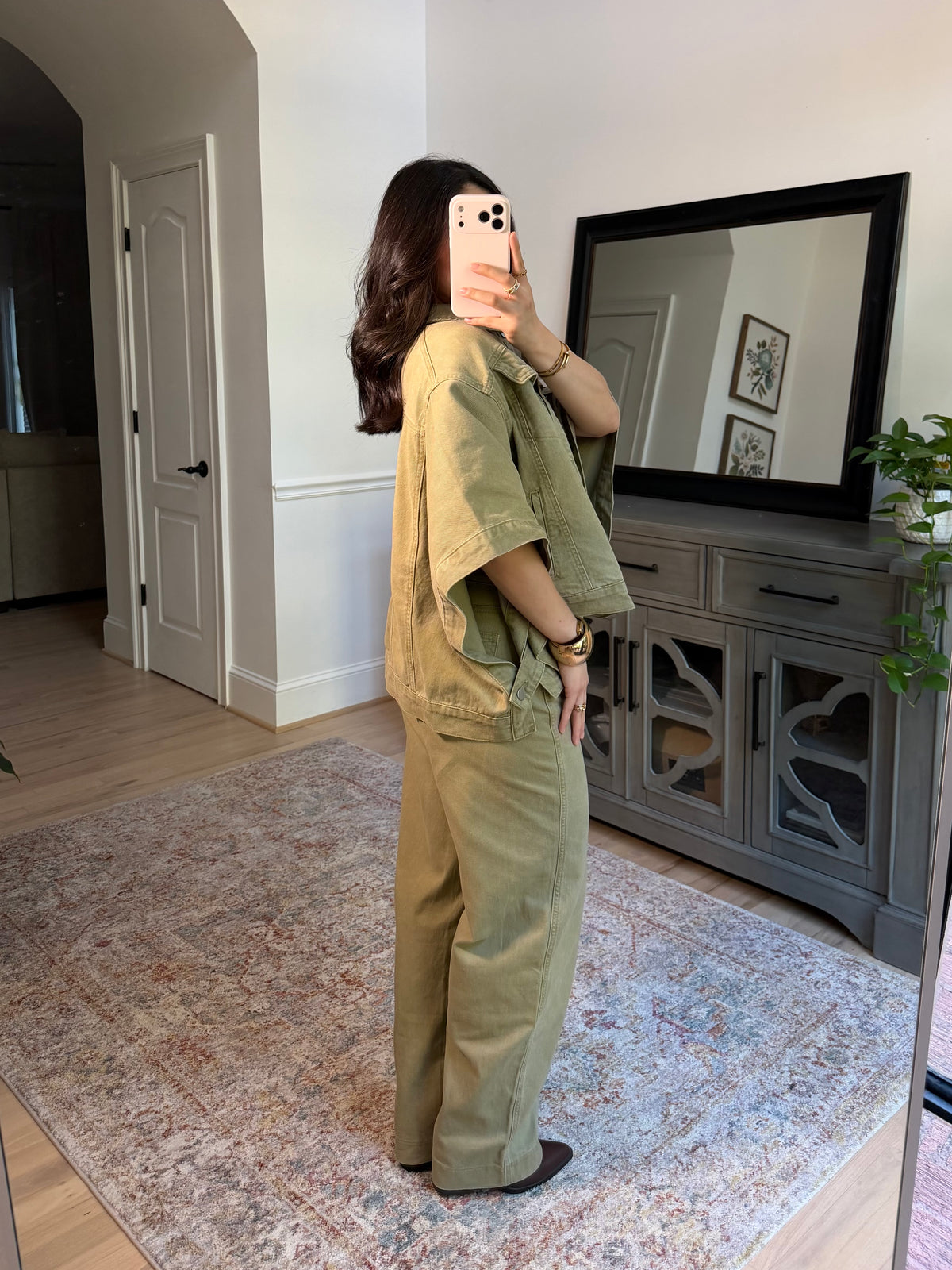 Sutton Olive Denim Poncho Jacket