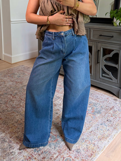 Oakley Pleated Wide Leg Jeans