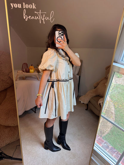 Cottage Chic Cream & Black Dress