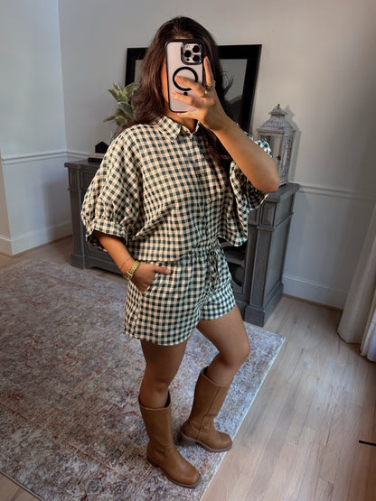 Emilia Green Gingham Set