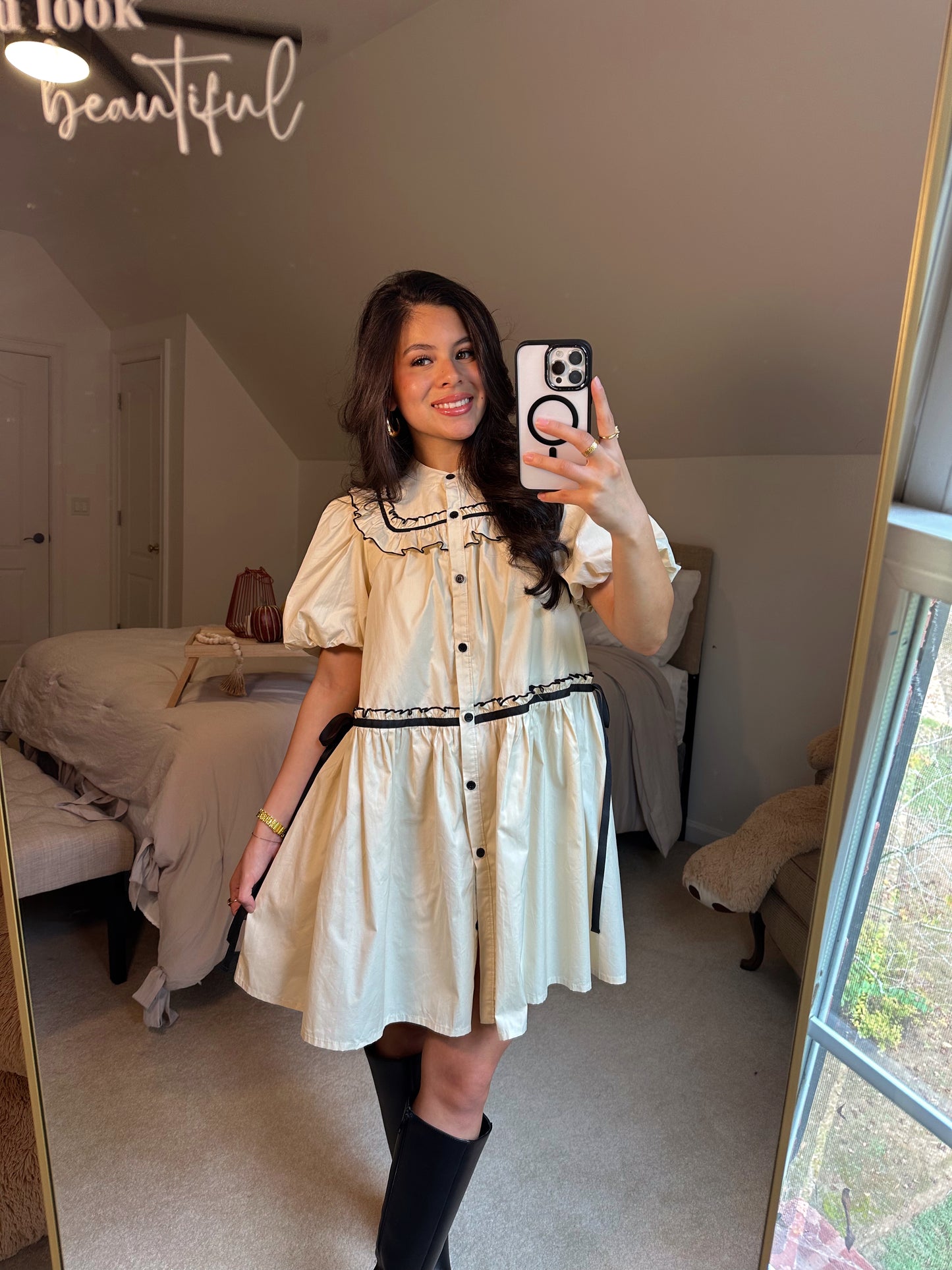 Cottage Chic Cream & Black Dress