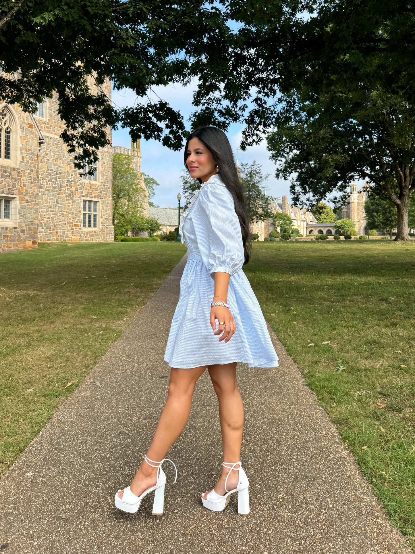 Southern Belle Baby Blue Striped Dress