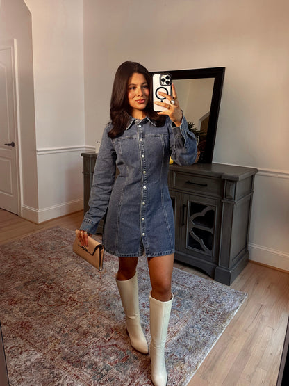 Denim Deluxe Button Dress