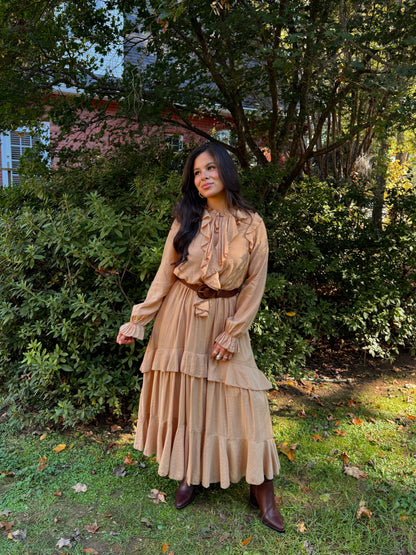 Maple Ruffle Belted Midi Dress