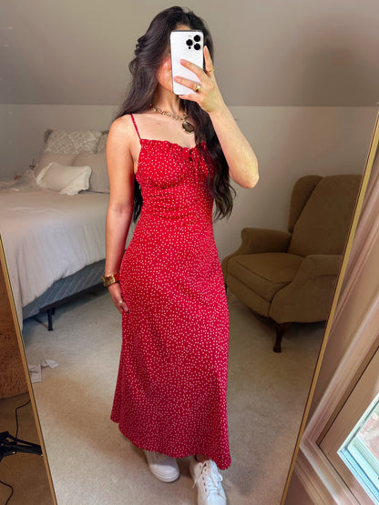 Red Polka Dot Midi Dress