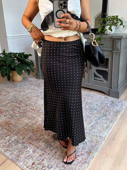 Femme Polka Dot Satin Skirt