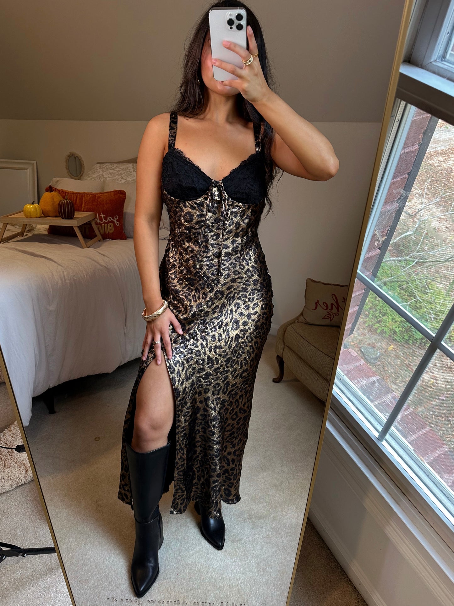 Black Lace Shimmer Leopard Dress