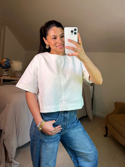 White Denim Top