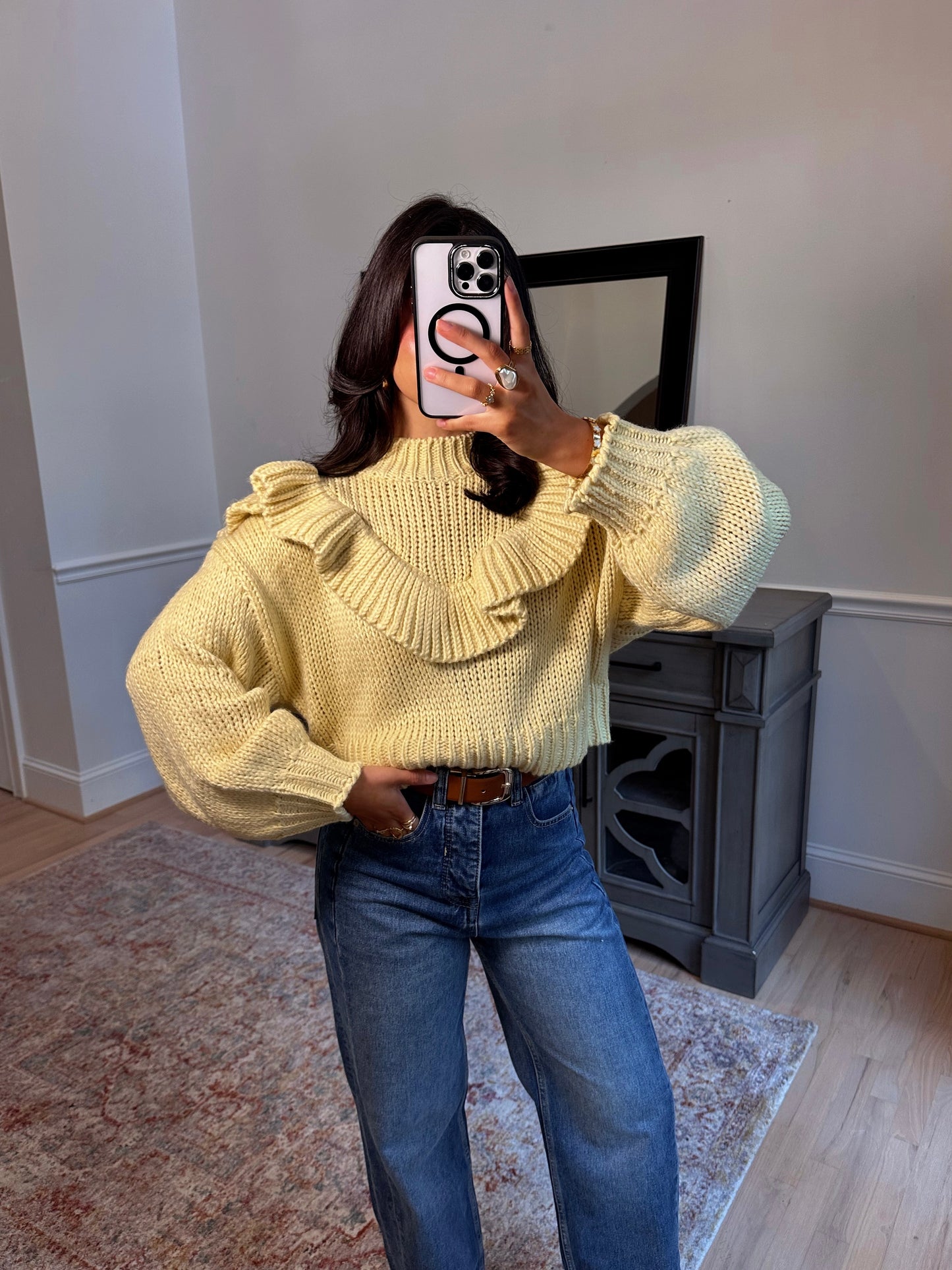 Golden Hour Ruffle Knit Sweater
