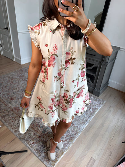 Sweet Rose Button Dress
