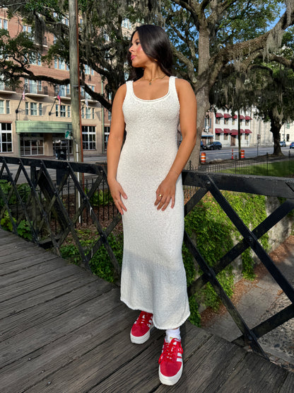 Ivory Knit Midi Dress