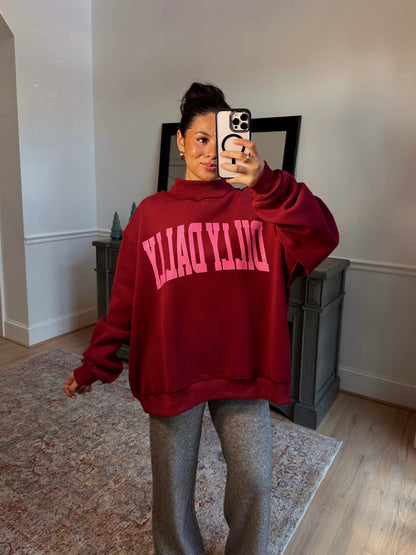 ‘Dilly Dally’ Cherry & Pink Mockneck